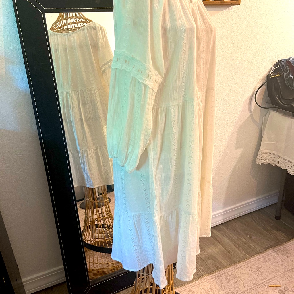 White Babydoll Dress By Fate Size Small